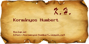 Kormányos Humbert névjegykártya